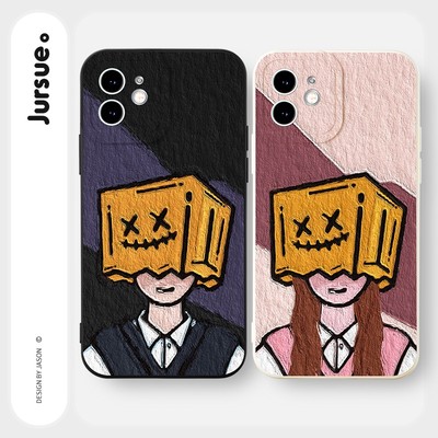 Ốp lưng JURSUE mềm chống bẩn hình cặp đôi độc lạ ngầu nam nữ đen Cho iPhone 17 16 15 14 13 12 11 Pro Max SE 2020 X XR XS ip 8 7 Plus Y3107
