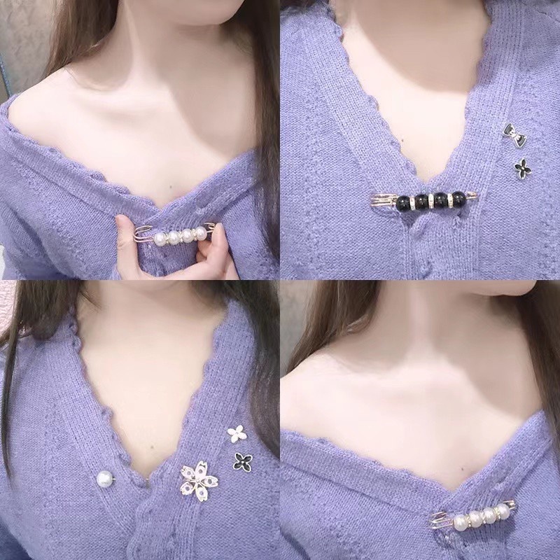1 Huy Hiệu Cài Áo Đính Ngọc Trai Dễ Thương