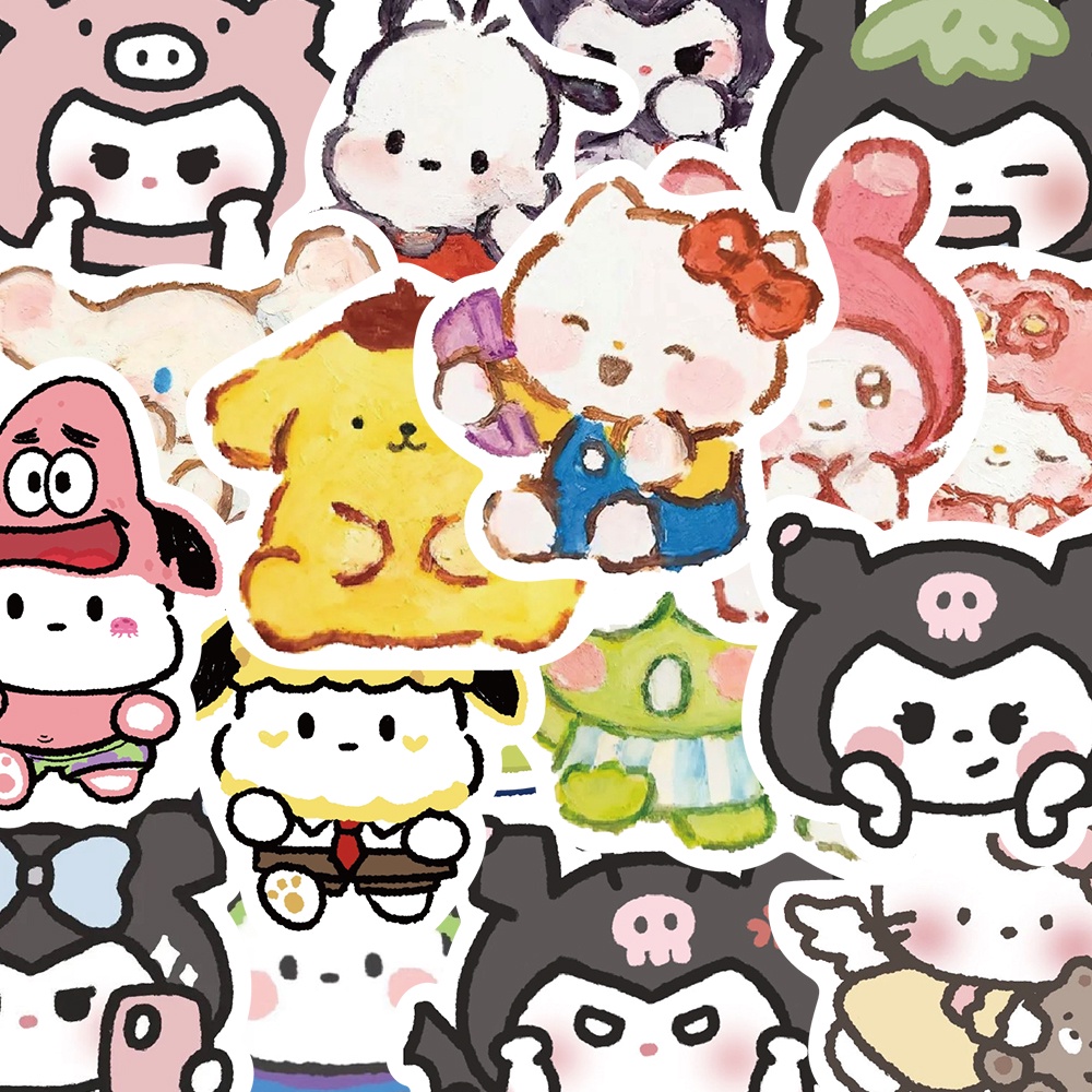 SANRIO Bộ 56 Miếng Dán Hello Kitty Cinnamoroll Kuromi My Melody Chống Thấm Nước