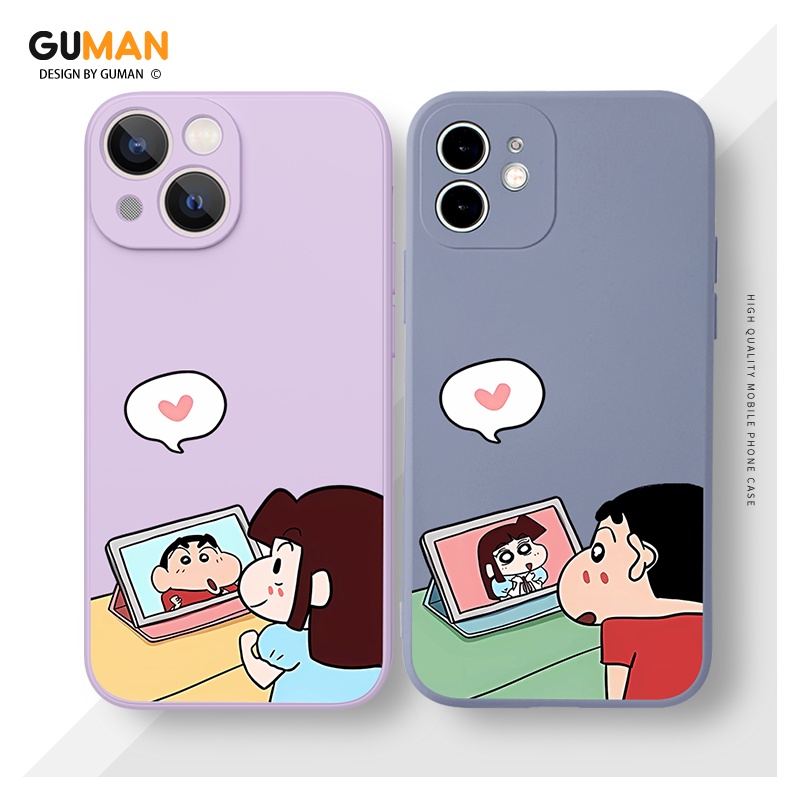 Ốp lưng GUMAN mềm thường hoạt hình cặp đôi dễ thương đẹp ngộ nghĩnh màu Cho iPhone 15 14 13 12 11 Pro Max SE 2020 X XR XS 8 7 ip 6S 6 Plus XYM1777