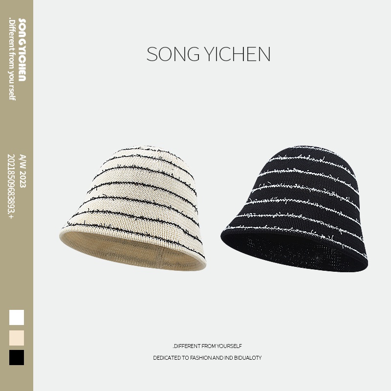 Nón Tai Bèo Dệt Kim Họa Tiết Kẻ Sọc Thời Trang Mùa Hè Hàn Quốc Cho Nữ