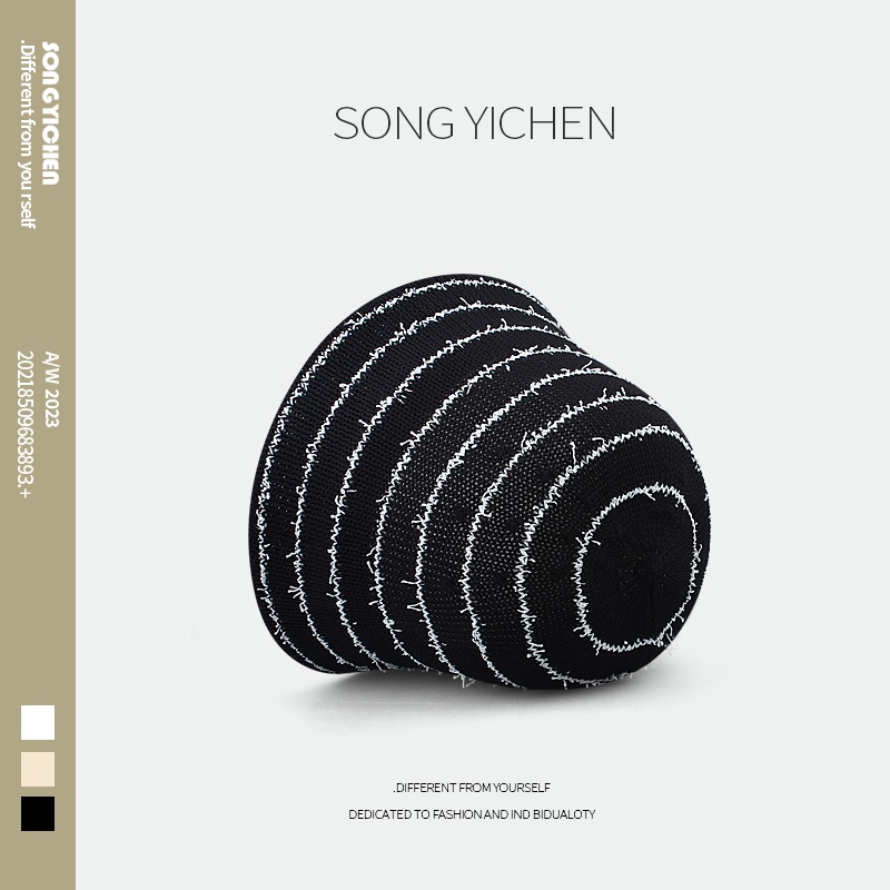 Nón Tai Bèo Dệt Kim Họa Tiết Kẻ Sọc Thời Trang Mùa Hè Hàn Quốc Cho Nữ