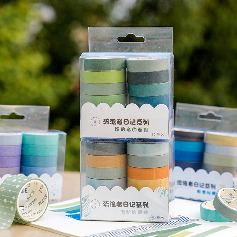 Bộ 10 Cuộn Băng Keo Dán Trang Trí Sổ Tay DIY