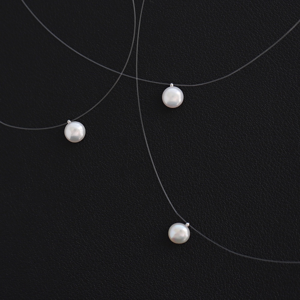 Dây Chuyền Thép Titan Đính Hạt Ngọc Trai Tự Nhiên Phong Cách Welfare Mùa Hè Xl475