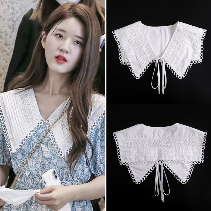 Zhao Lusi 'S Khăn Choàng Cổ Giả Vải cotton Nguyên Chất Phối Ren 6.6 Cho Bé