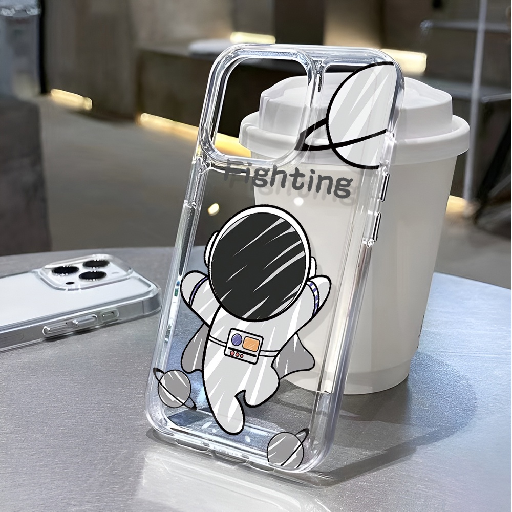 Ốp Điện Thoại Trong Suốt Hình Phi Hành Gia Bay Cho iphone 14 pro max 11 13 12 7 8 Plus X XR XSMax