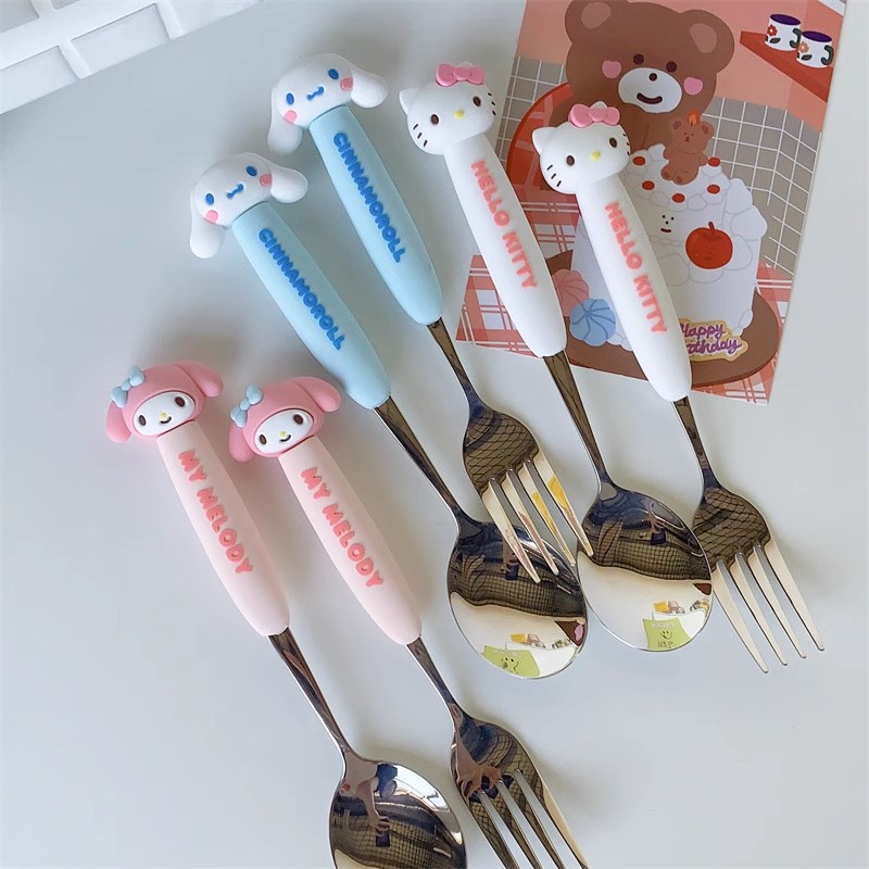 Bộ Muỗng Nĩa Bằng Thép Không Gỉ Dễ Thương