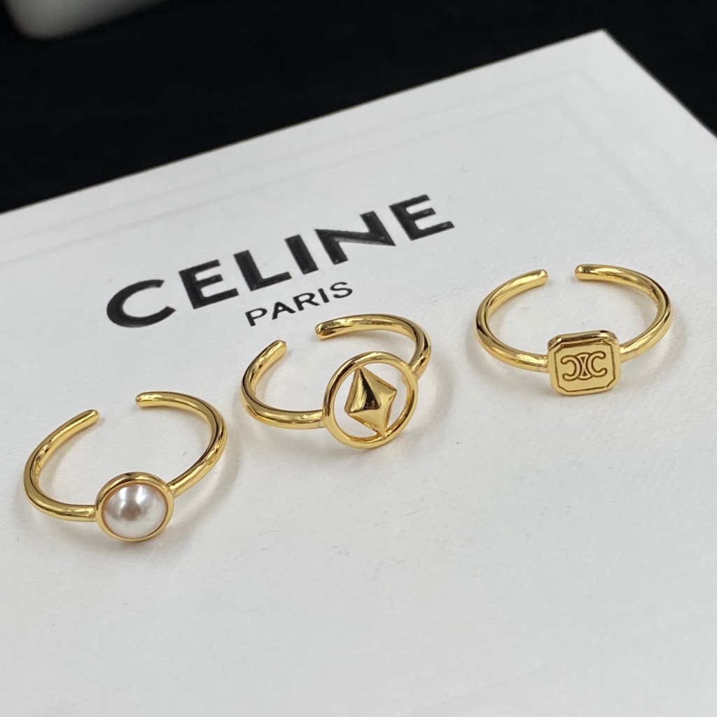 Bộ 3 Nhẫn Đeo Tay Bằng Đồng Mạ Vàng 18K Thời Trang Thanh Lịch