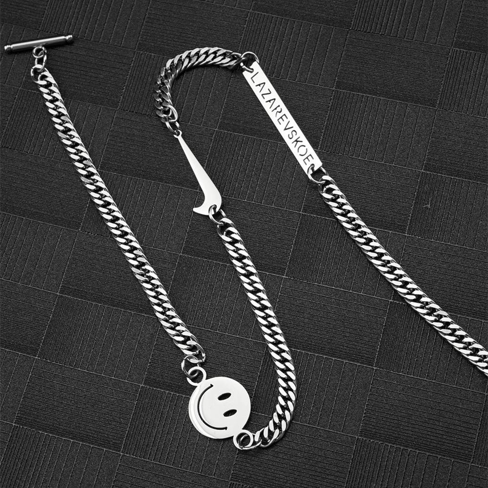 Vòng cổ Wang Yibo Mặt Cười Phong Cách hip hop Thời Trang Sang Trọng Cho Nam