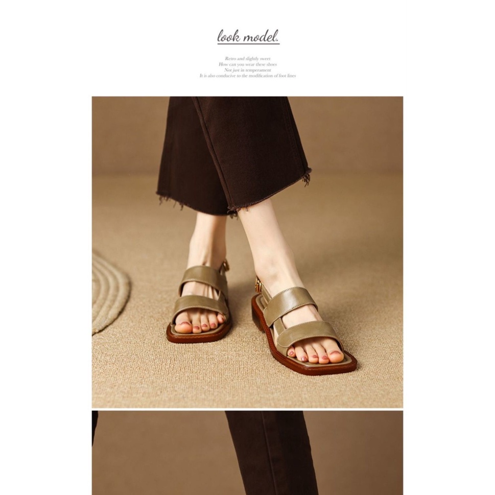 Giày Sandal Đế Mềm Phẳng Hở Ngón Bằng Da Mềm Có Khóa Cài Cổ Điển Mùa Hè Kích Thước Lớn 41 Dành Cho Bạn Nữ Đi Biển