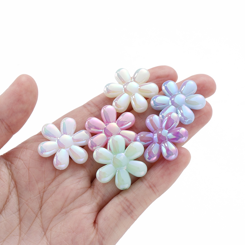 4 Hạt Xỏ Lỗ Hình Hoa Bằng Acrylic 23.5 * 22mm Làm Trang Sức DIY