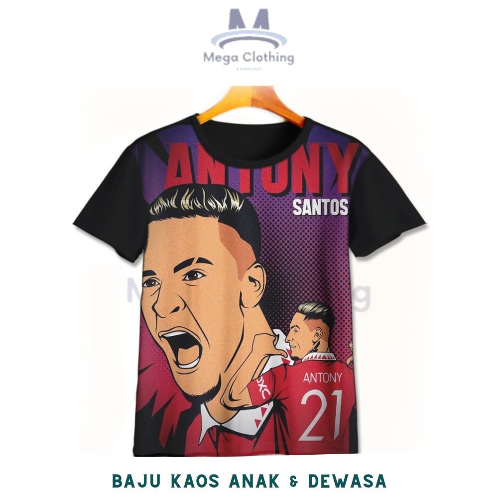 Áo thun in hình câu lạc bộ Manchester United Antony Santos 2026 Áo thun ngắn tay dáng rộng cho trẻ e