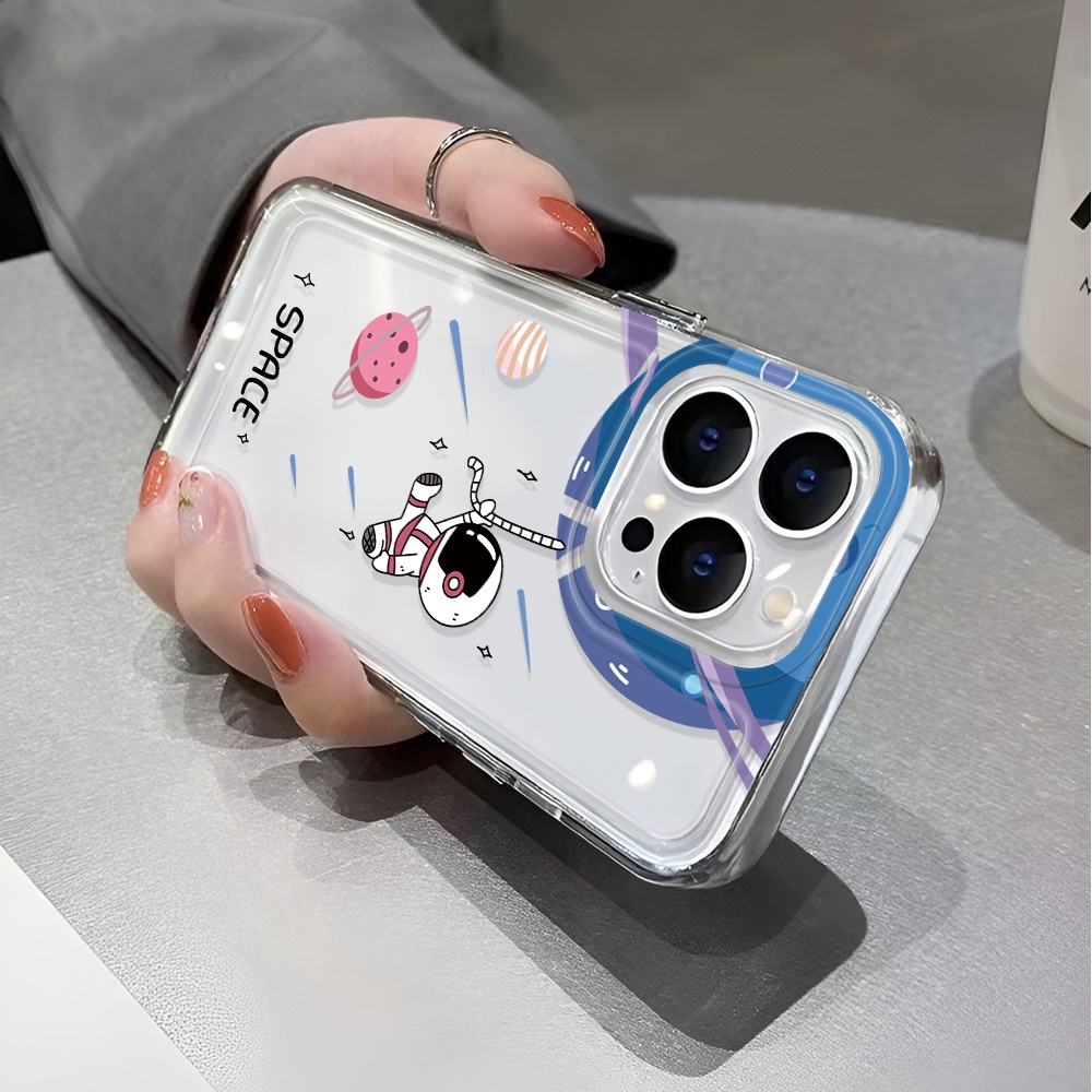 Ốp Điện Thoại Trong Suốt Hình Phi Hành Gia Không Gian Cho iphone 14 pro max 11 13 12 7 8 Plus X XR XSMax