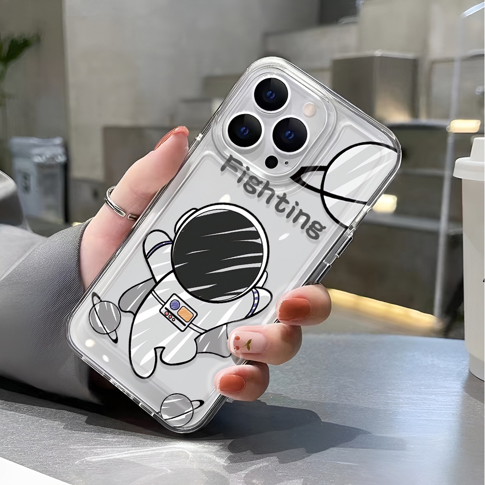 Ốp Điện Thoại Trong Suốt Hình Phi Hành Gia Bay Cho iphone 14 pro max 11 13 12 7 8 Plus X XR XSMax