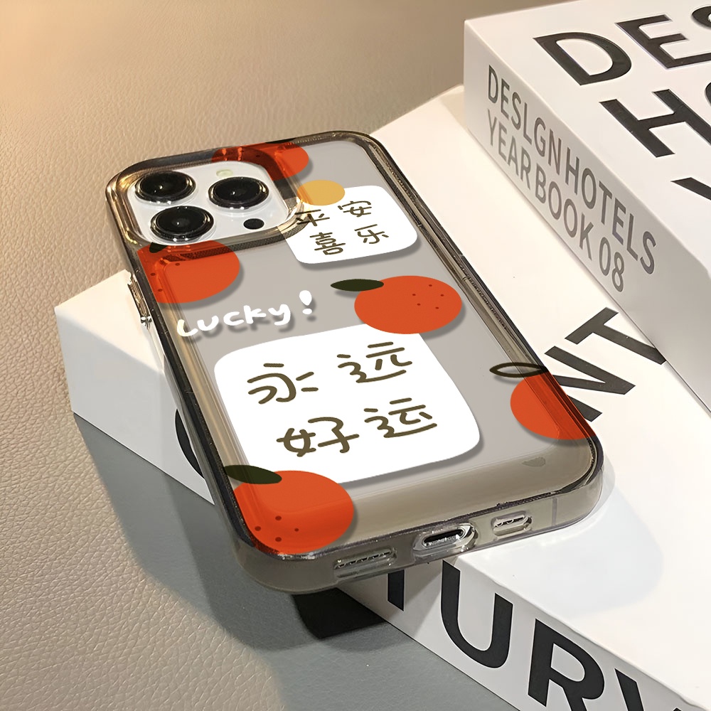Ốp Điện Thoại Trong Suốt In Hình Quả Cam May Mắn Cho iphone 14 pro max 11 13 12 7 8 Plus X XR XSMax