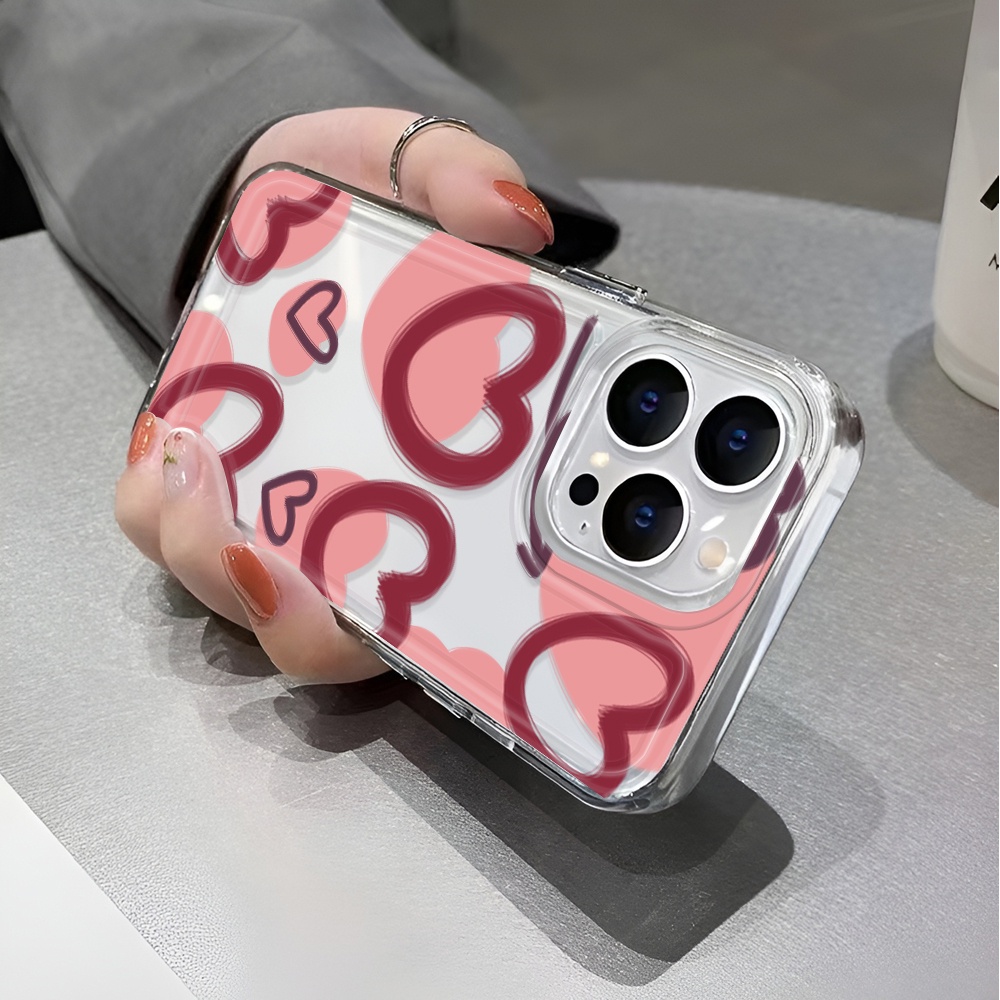 Ốp Điện Thoại Trong Suốt In Hình Trái Tim Cho iphone 14 pro max 11 13 12 7 8 Plus X XR XSMax