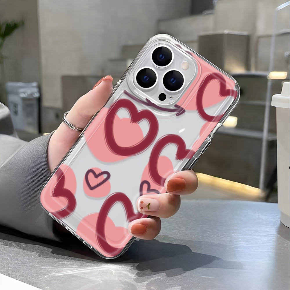Ốp Điện Thoại Trong Suốt In Hình Trái Tim Cho iphone 14 pro max 11 13 12 7 8 Plus X XR XSMax