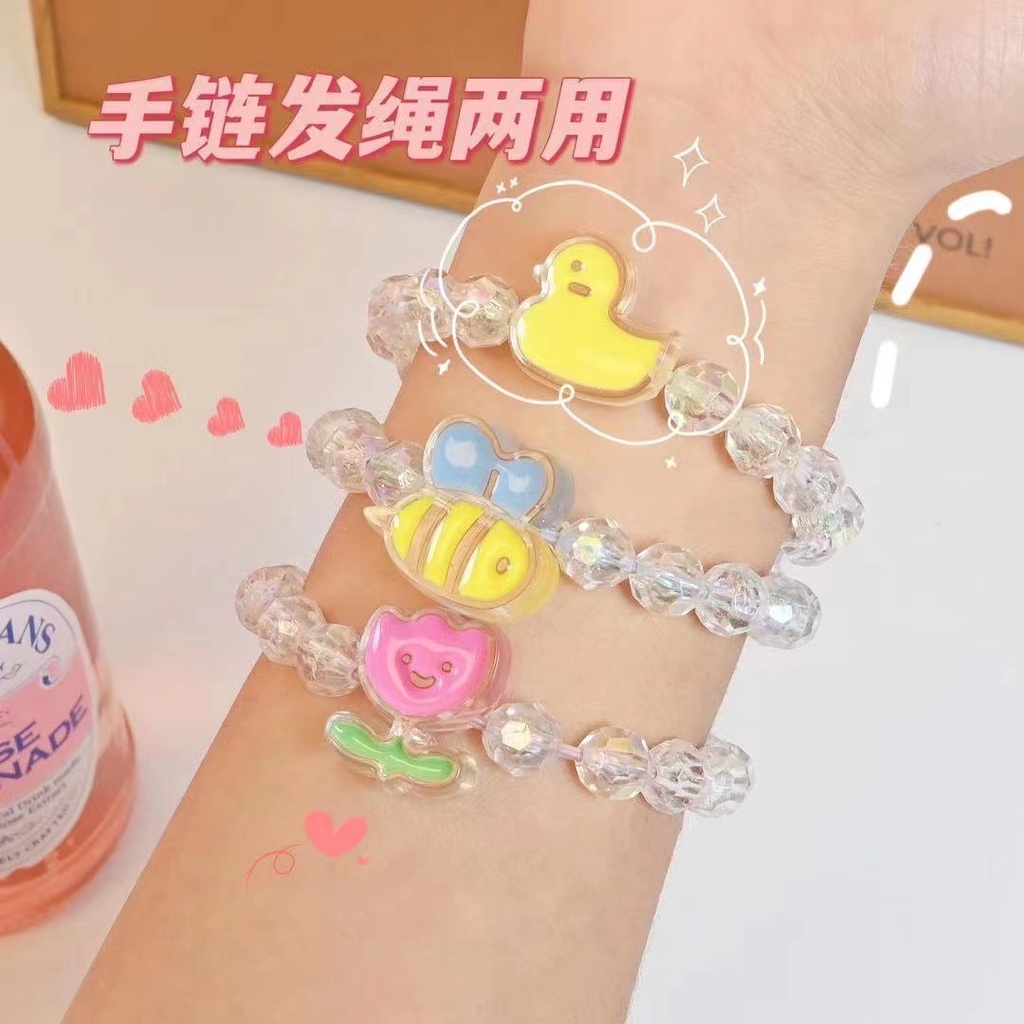 Vòng Tay Chuỗi Hạt Pha Lê Hình Hoa Tulip Và Ong Dễ Thương Thời Trang Mùa Hè