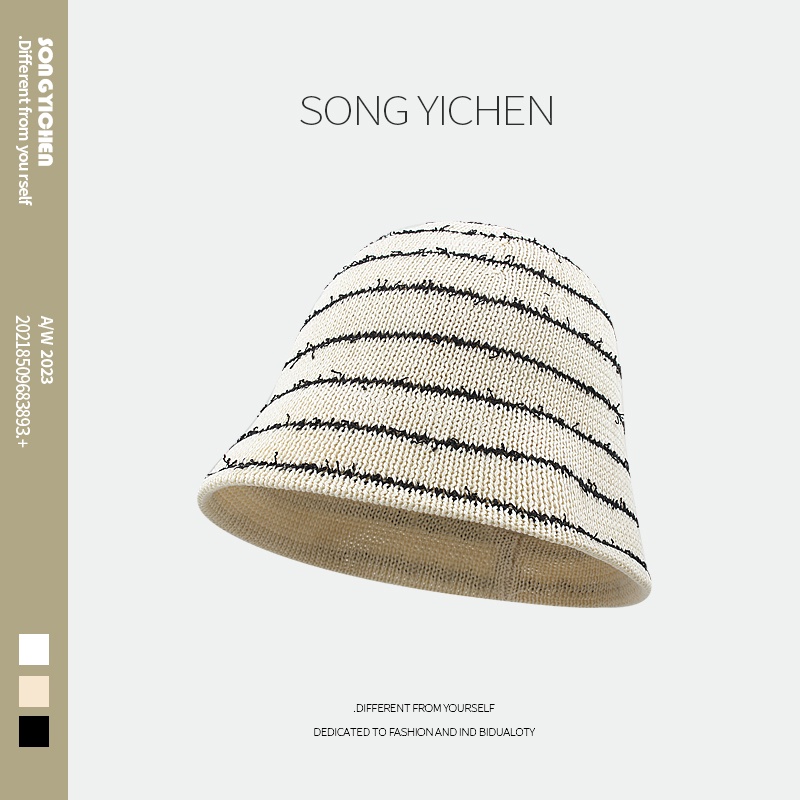 Nón Tai Bèo Dệt Kim Họa Tiết Kẻ Sọc Thời Trang Mùa Hè Hàn Quốc Cho Nữ