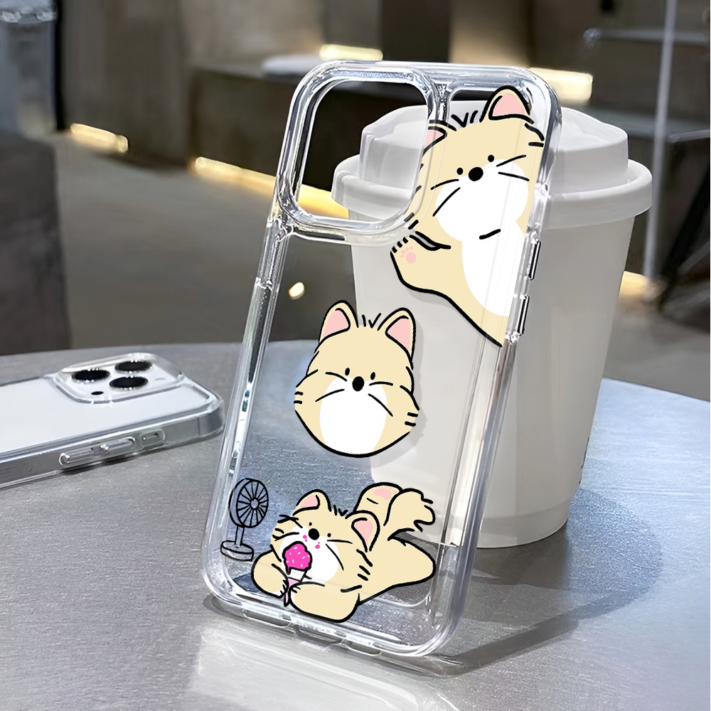 Ốp Điện Thoại Trong Suốt In Hình Mèo Hoạt Hình Cho iphone 14 pro max 11 13 12 7 8 Plus X XR XSMax