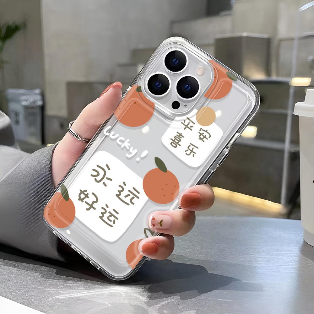 Ốp Điện Thoại Trong Suốt In Hình Quả Cam May Mắn Cho iphone 14 pro max 11 13 12 7 8 Plus X XR XSMax