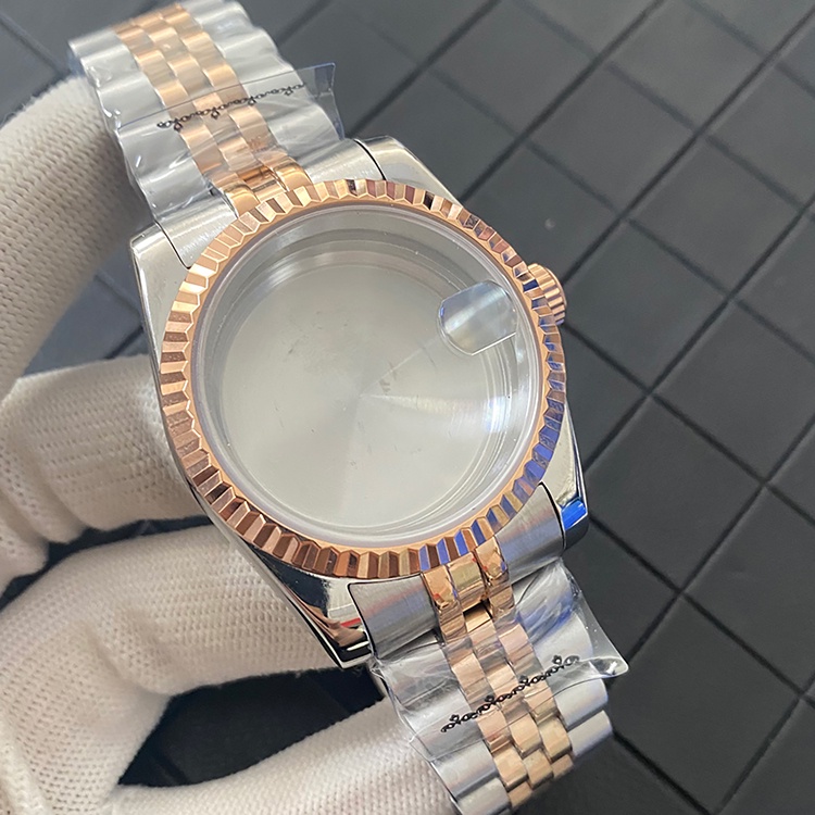 Ốp Bảo Vệ Mặt Đồng Hồ Bằng Thép Không Gỉ 36MM Đính Đá Sapphire Màu Vàng Hồng Cho NH35 / 36MM