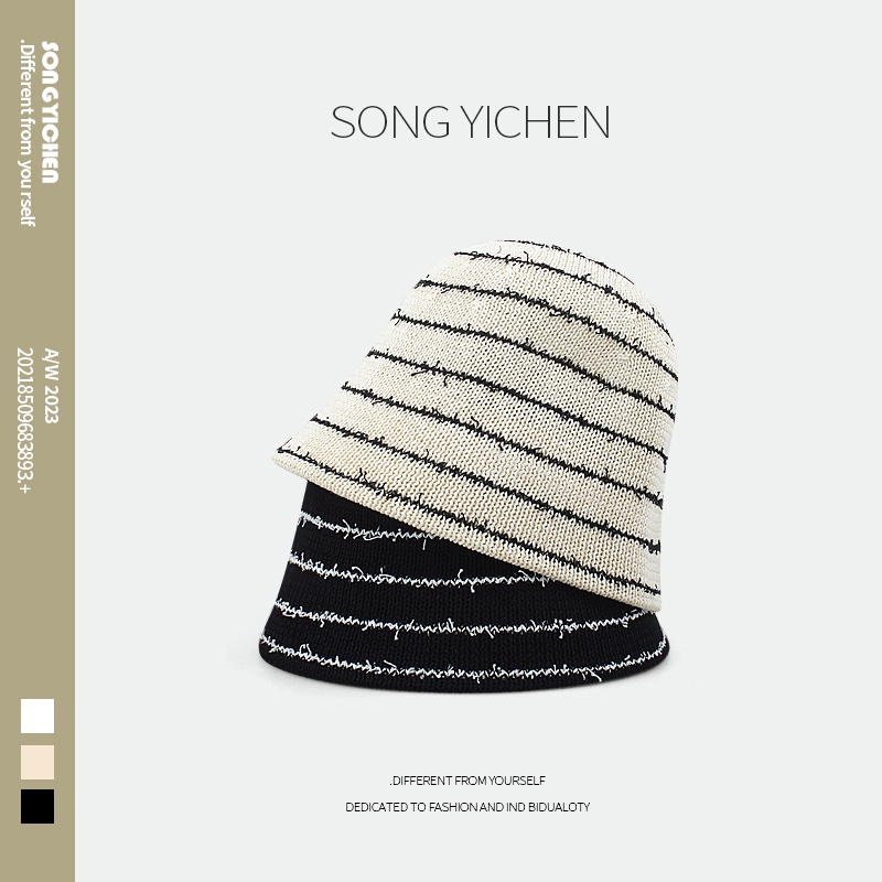 Nón Tai Bèo Dệt Kim Họa Tiết Kẻ Sọc Thời Trang Mùa Hè Hàn Quốc Cho Nữ