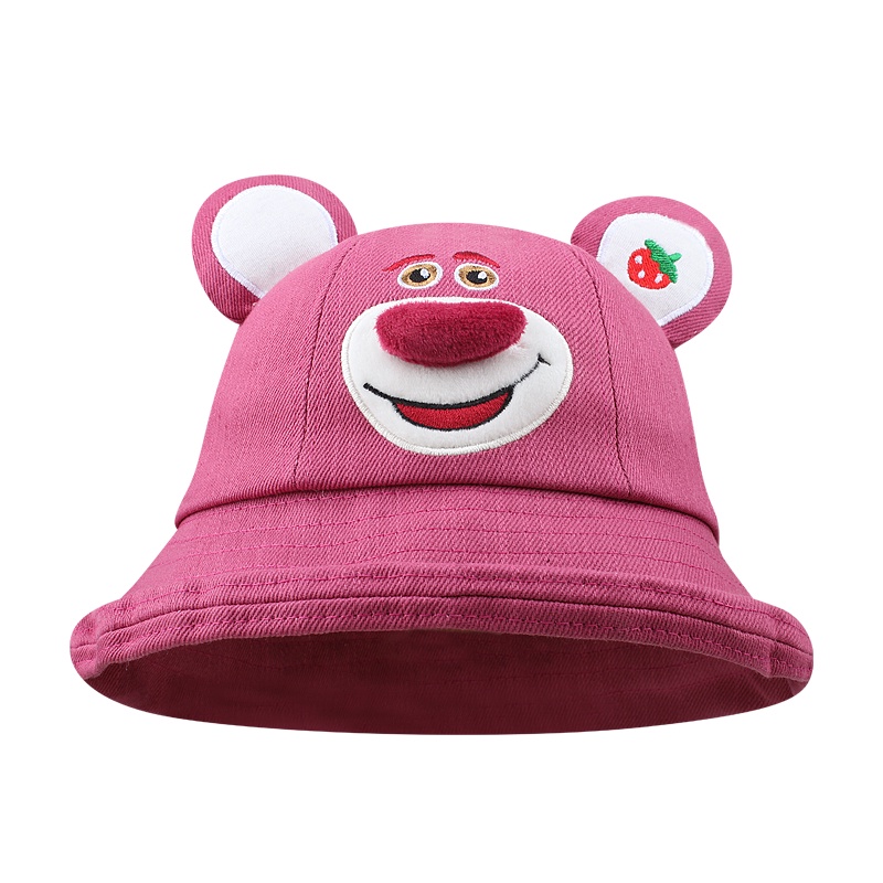 Nón Tai Bèo Che Nắng Họa Tiết Gấu Và Dâu Tây Dễ Thương Cho Nữ Sinh