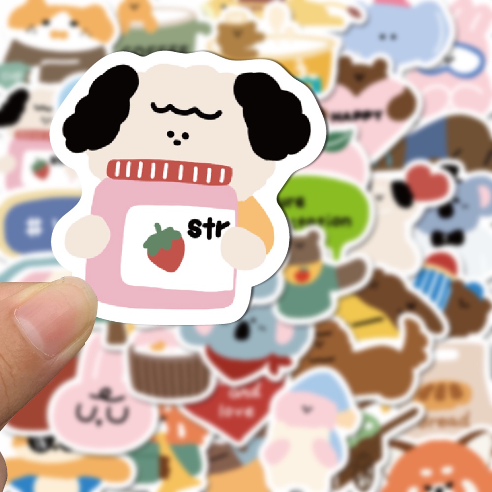 Bộ 40 Miếng Dán Trang Trí Mũ Bảo Hiểm / Máy Tính Chống Thấm Nước Kiểu Hoạt Hình Hàn Quốc