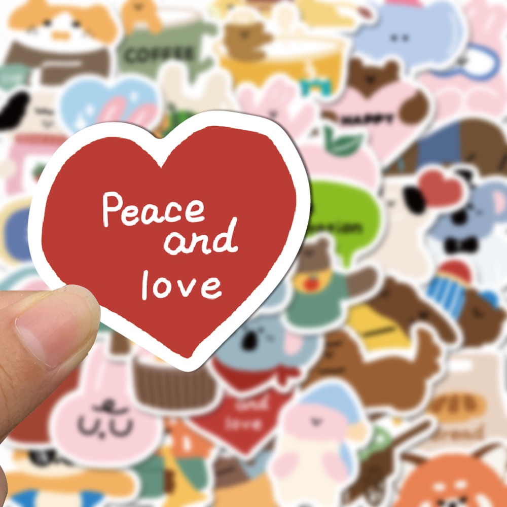 Bộ 40 Miếng Dán Trang Trí Mũ Bảo Hiểm / Máy Tính Chống Thấm Nước Kiểu Hoạt Hình Hàn Quốc