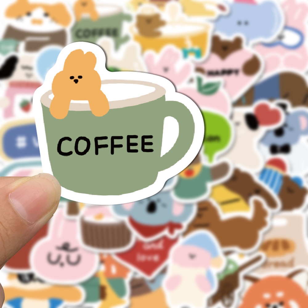 Bộ 40 Miếng Dán Trang Trí Mũ Bảo Hiểm / Máy Tính Chống Thấm Nước Kiểu Hoạt Hình Hàn Quốc