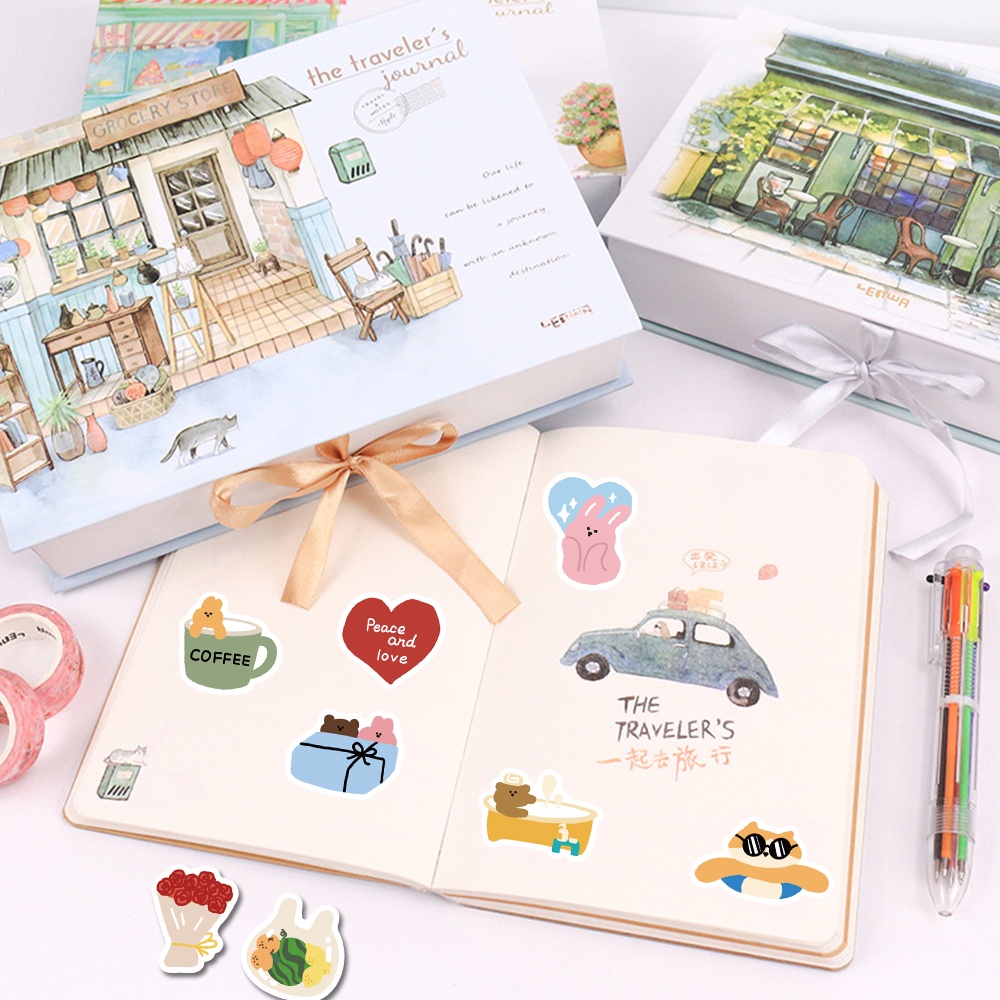 Bộ 40 Miếng Dán Trang Trí Mũ Bảo Hiểm / Máy Tính Chống Thấm Nước Kiểu Hoạt Hình Hàn Quốc