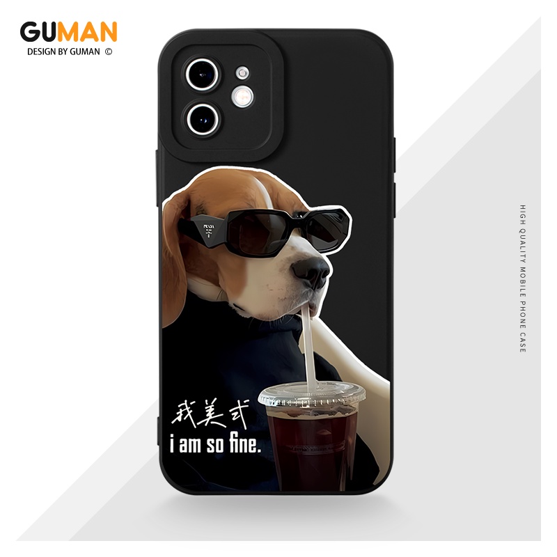 Ốp lưng GUMAN mềm chống bẩn thường chó độc lạ ngầu nam đen Cho iPhone 17 16 15 14 13 12 11 Pro Max S