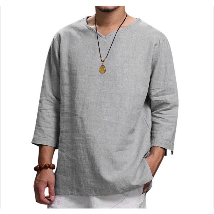 Áo Thun Polo Cotton Mỏng Ba Lỗ Cổ Chữ V Dáng Rộng Màu Đen / Xanh Dương Nhạt / Xám / Xanh Dương Nhạt Thời Trang Mùa Hè Mới 2023 Cho Nam