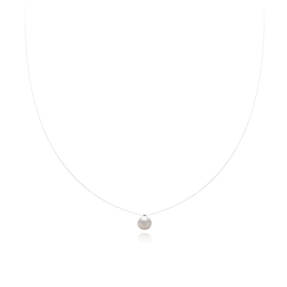 Dây Chuyền Thép Titan Đính Hạt Ngọc Trai Tự Nhiên Phong Cách Welfare Mùa Hè Xl475