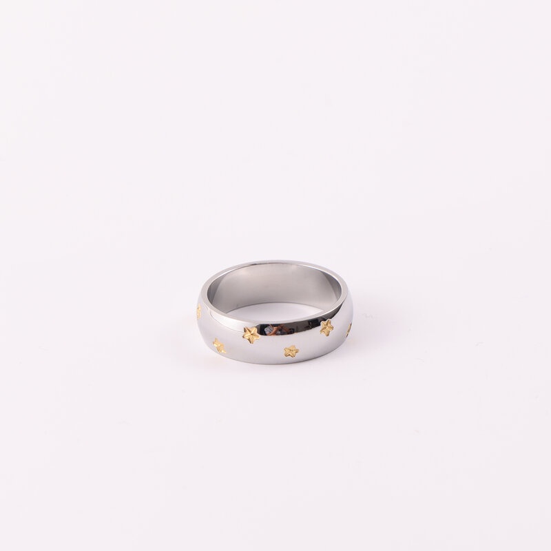 Nhẫn Thép Titan Mạ Vàng 18k Hình Ngôi Sao Năm Cánh Thời Trang