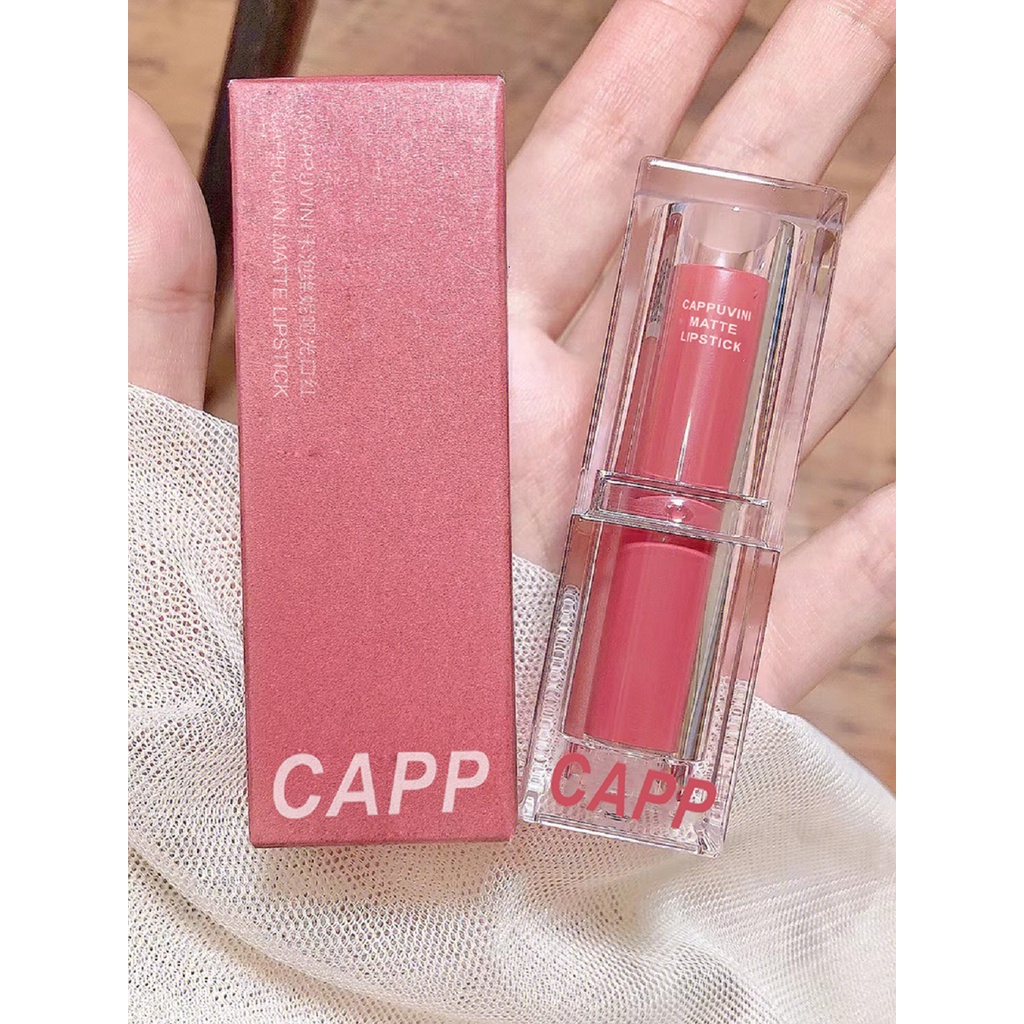 Son Lì CAPPUVINI chất son tint lì Chống Nước Lâu trôi Siêu Mượt Mà thiết kế vỏ trong suốt Son68