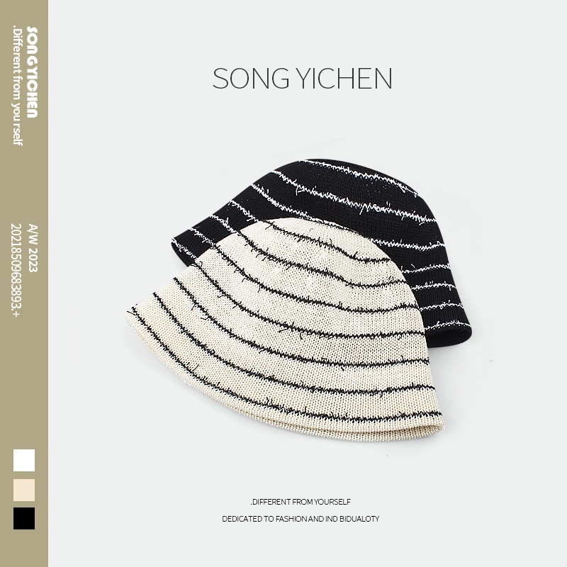 Nón Tai Bèo Dệt Kim Họa Tiết Kẻ Sọc Thời Trang Mùa Hè Hàn Quốc Cho Nữ