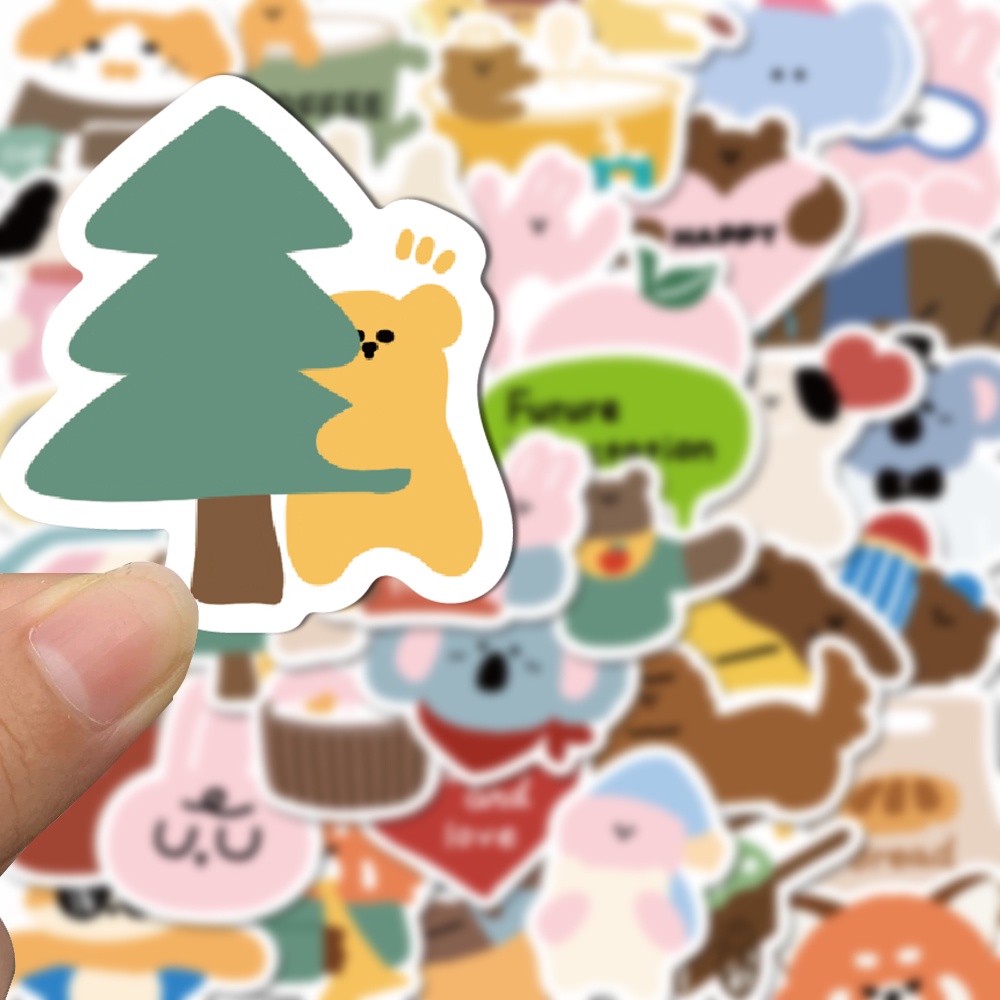 Bộ 40 Miếng Dán Trang Trí Mũ Bảo Hiểm / Máy Tính Chống Thấm Nước Kiểu Hoạt Hình Hàn Quốc