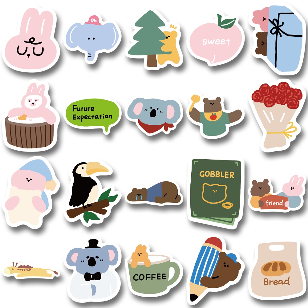 Bộ 40 Miếng Dán Trang Trí Mũ Bảo Hiểm / Máy Tính Chống Thấm Nước Kiểu Hoạt Hình Hàn Quốc