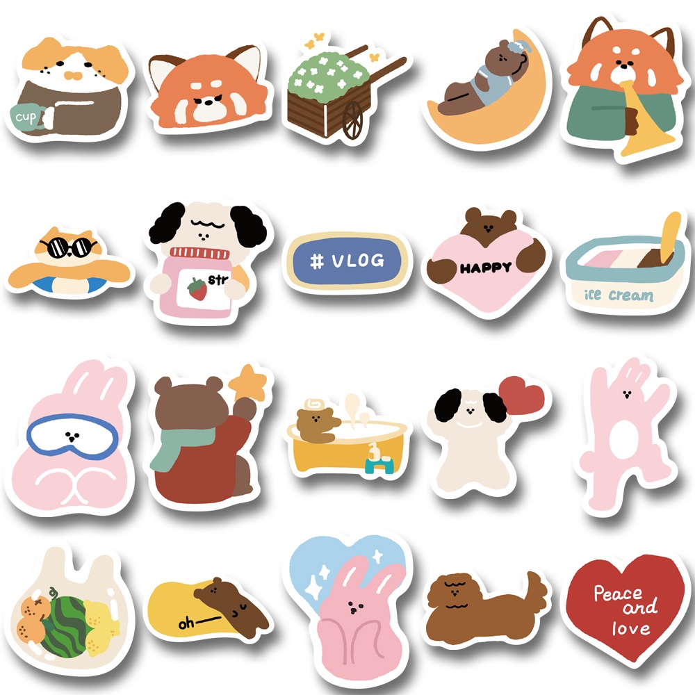 Bộ 40 Miếng Dán Trang Trí Mũ Bảo Hiểm / Máy Tính Chống Thấm Nước Kiểu Hoạt Hình Hàn Quốc