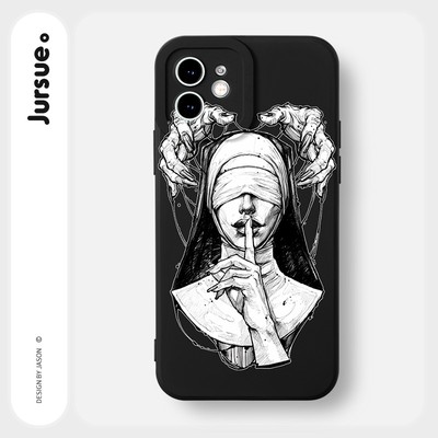Ốp lưng JURSUE dẻo chống bẩn hình độc lạ ngầu đen Cho iPhone 17 16 15 14 13 12 11 Pro Max SE 2020 X XR XS ip 8 7 Plus Y3207