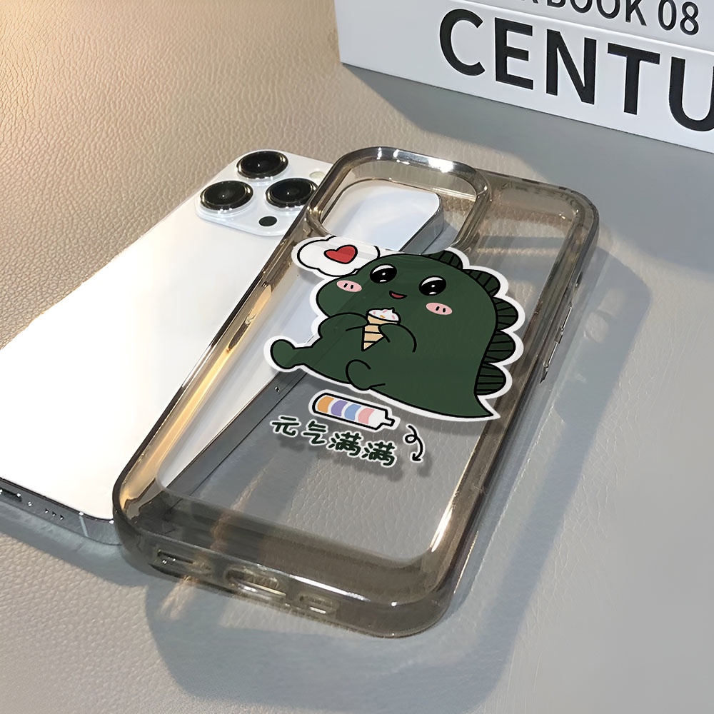 Ốp Điện Thoại Trong Suốt Hình Khủng Long Màu Xanh Lá Cho iphone 14 pro max 11 13 12 7 8 Plus X XR XSMax