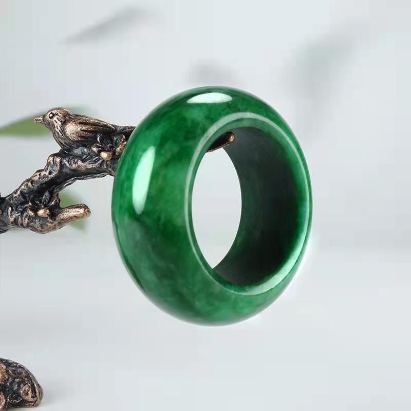 Guizhou Cuigan Qingtielongsheng Nhẫn Ngọc Bích Tự Nhiên Màu Sắc Cho Nam