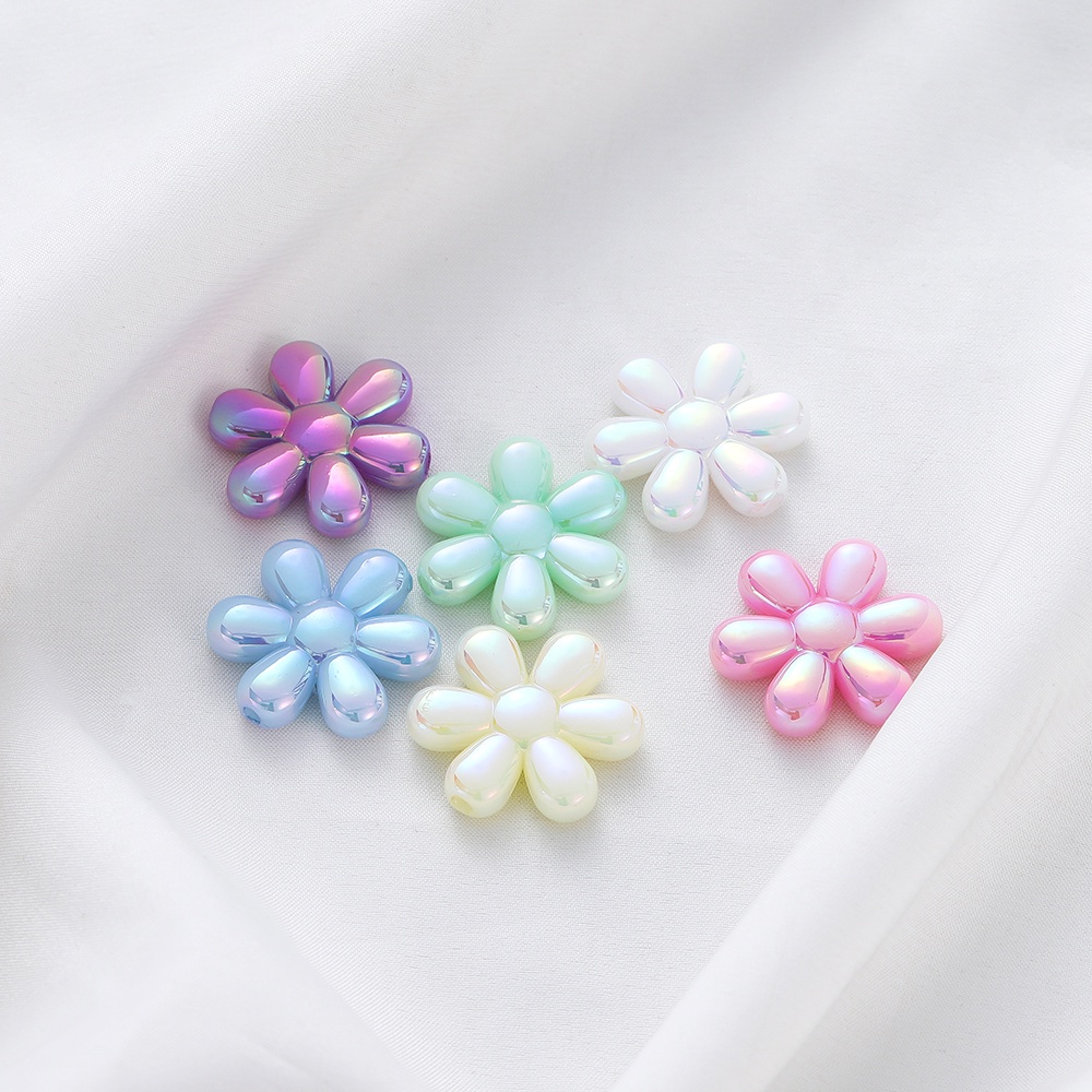 4 Hạt Xỏ Lỗ Hình Hoa Bằng Acrylic 23.5 * 22mm Làm Trang Sức DIY