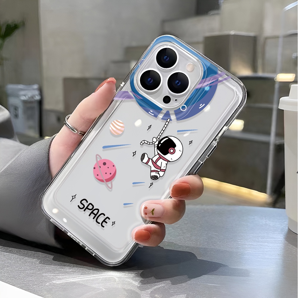 Ốp Điện Thoại Trong Suốt Hình Phi Hành Gia Không Gian Cho iphone 14 pro max 11 13 12 7 8 Plus X XR XSMax