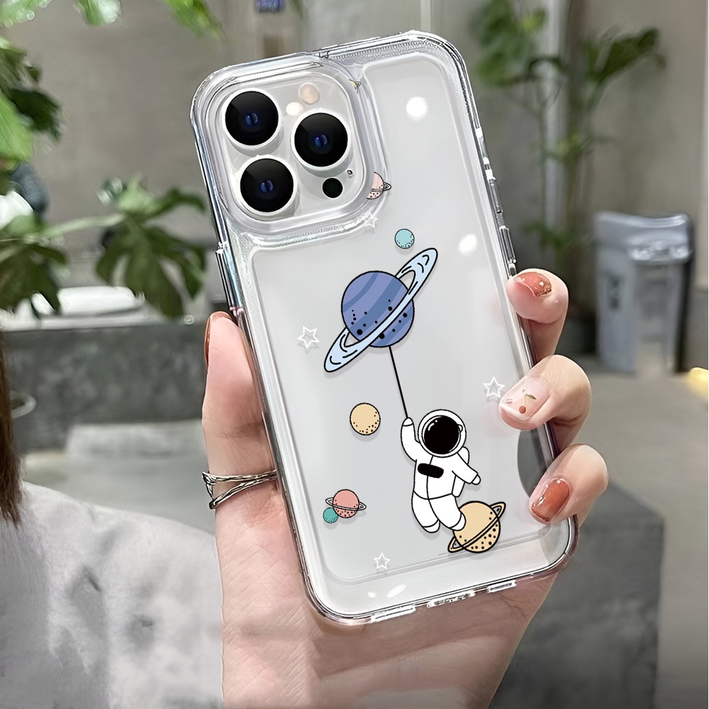 Ốp Điện Thoại Trong Suốt Hình Phi Hành Gia Không Gian Cho iphone 14 pro max 11 13 12 7 8 Plus X XR XSMax