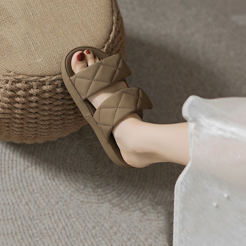 Hàng Có Sẵn Dép Sandal Muffin Đế Dày Phẳng Mùa Hè 2023 Phong Cách Retro Hợp Thời Trang Cho Nữ