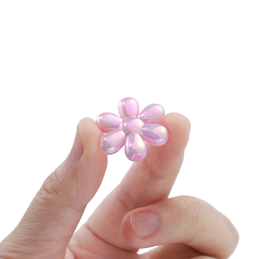 4 Hạt Xỏ Lỗ Hình Hoa Bằng Acrylic 23.5 * 22mm Làm Trang Sức DIY