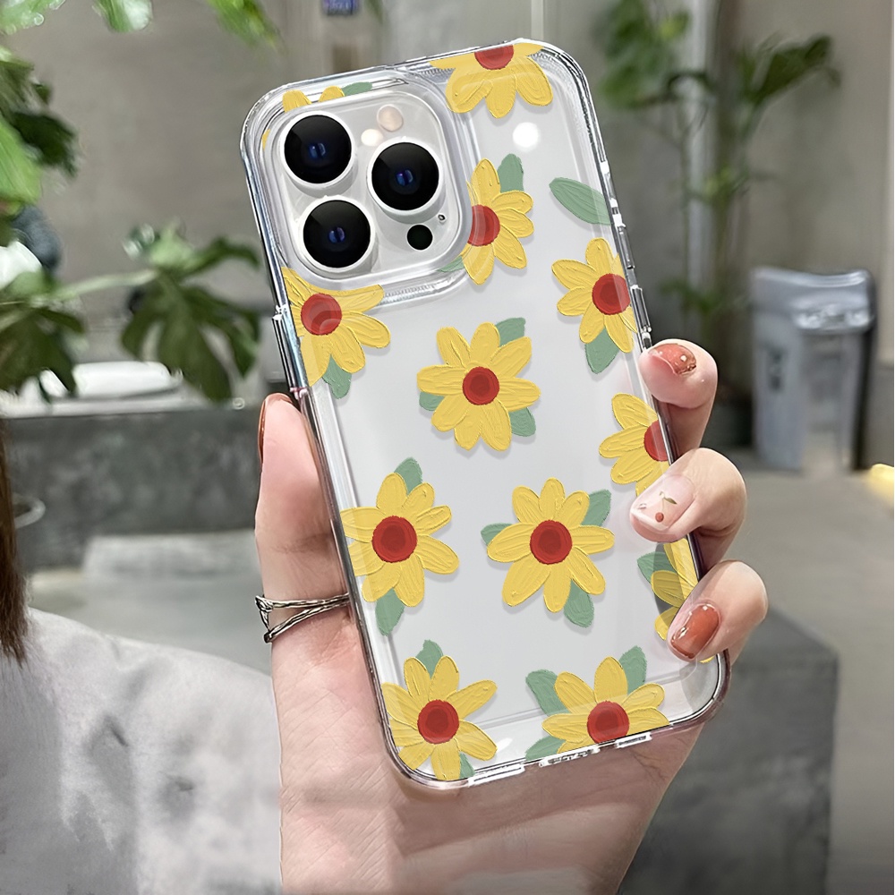 Ốp Điện Thoại Trong Suốt Hình Hoa Hướng Dương Cho iphone 14 pro max 11 13 12 7 8 Plus X XR XSMax